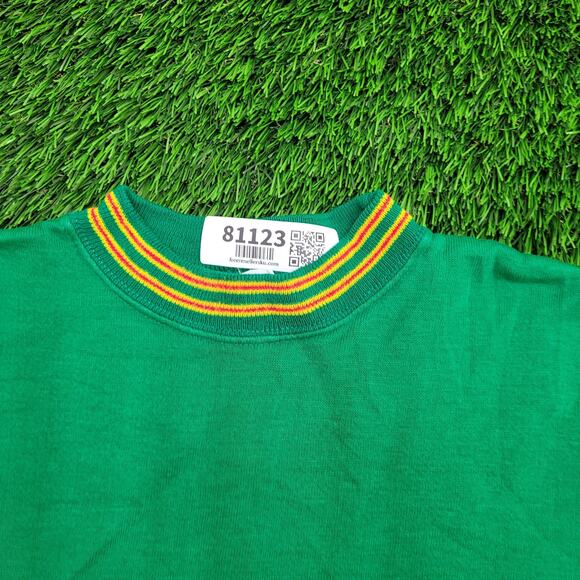 Vintage 80s Blank Ringer Sweatshirt Women Medium 18x21 Green - Picture 3 of 9